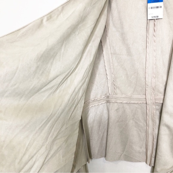 INC International concepts, tan faux suede Open closure waterfall jacket - Picture 3 of 10